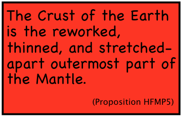 The Crust of the Earth is the reworked, thinned, and stretched-apart outermost part of the Mantle. (Proposition HFMP5)