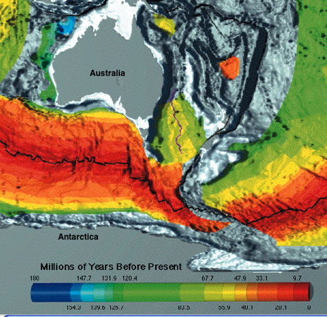 Ages of the seabed between Bremer Bay and Antarctica