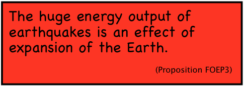 The huge energy output of earthquakes is an effect of expansion of the Earth. (Proposition FOEP3)