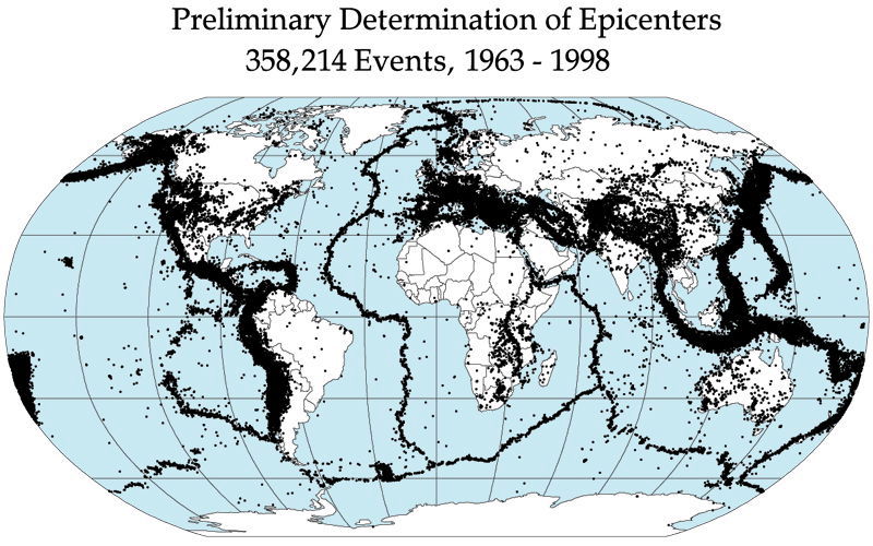 Earthquake epicentres